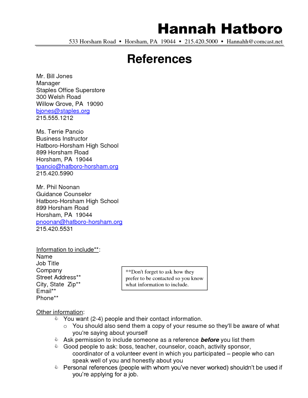 Resume Format References , ResumeFormat ResumeExamplesReferences
