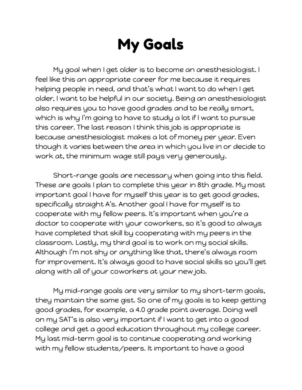 Career goal essay example Custom Paper List