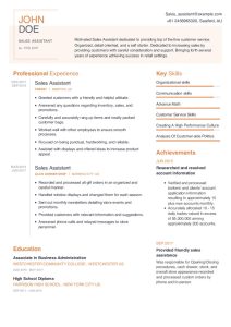 Resume Example for Sales Professionals job in 2020 CraftmyCV