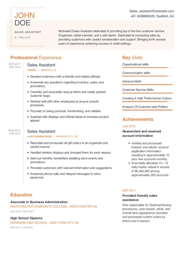 How To Make A Cv For Sales Job