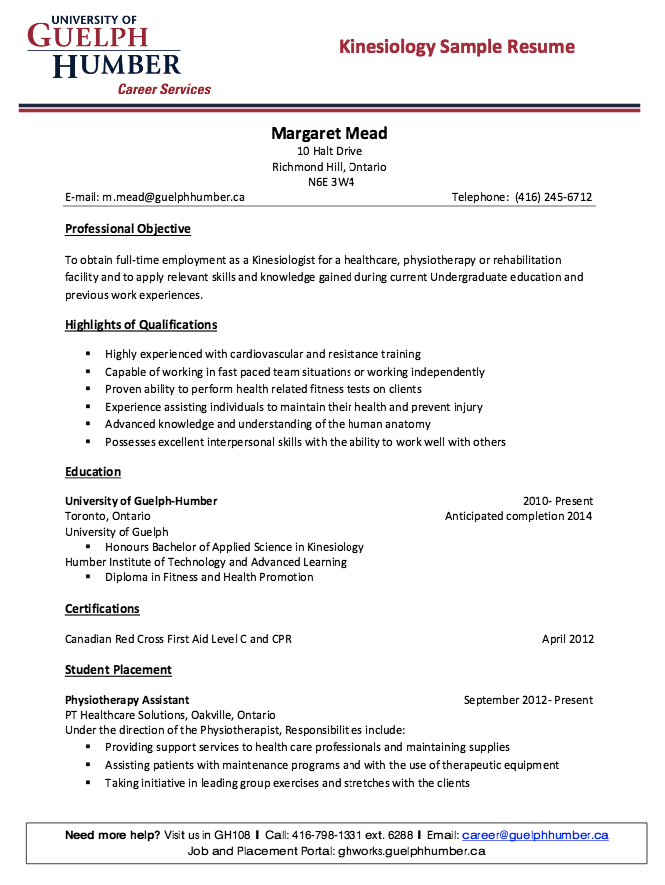 Resume Format For Applying Job In Canada