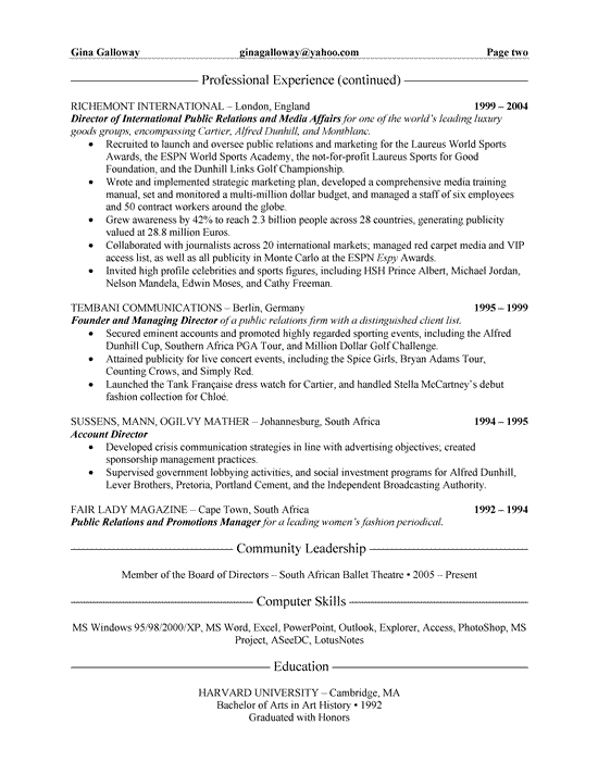 Public Relations Resume Objective Examples