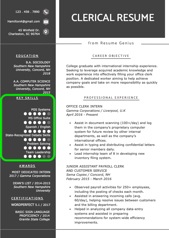 Where To Put The Skills Section On A Resume