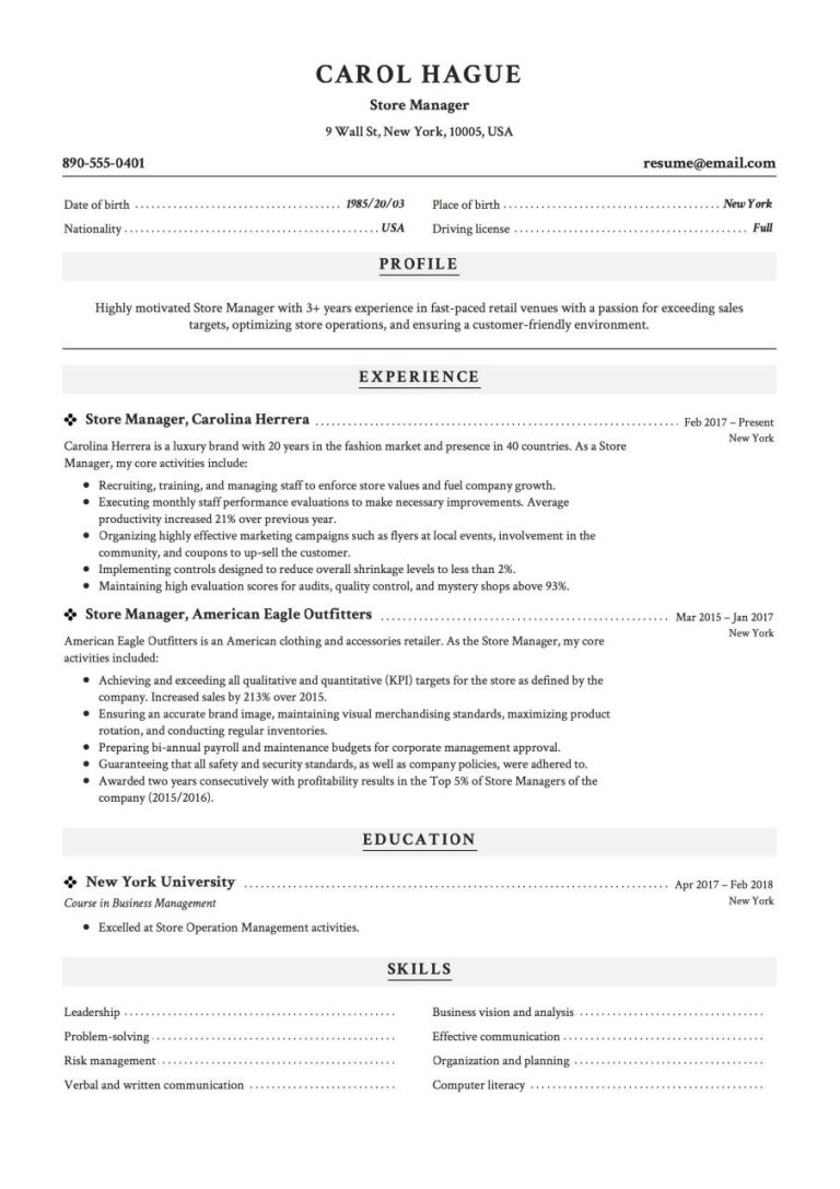 Real Resume Examples 2020