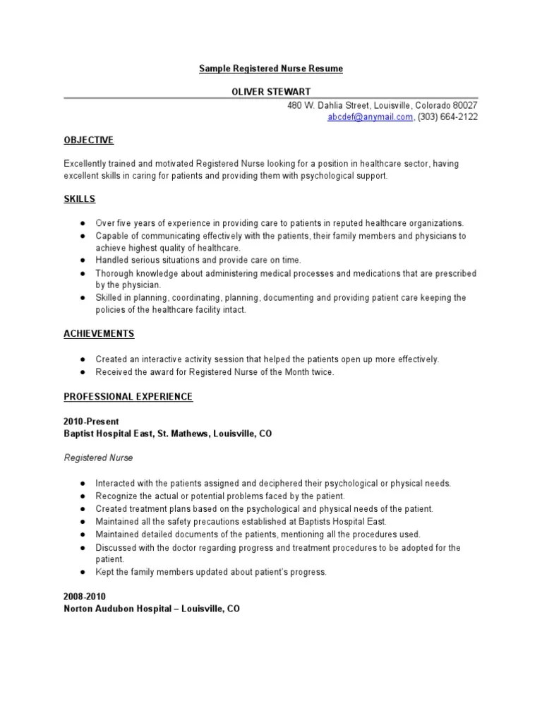 How To Write A Resume Registered Nurse