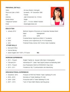 Job Application Resume Format Resume Sample Resume Format For Work