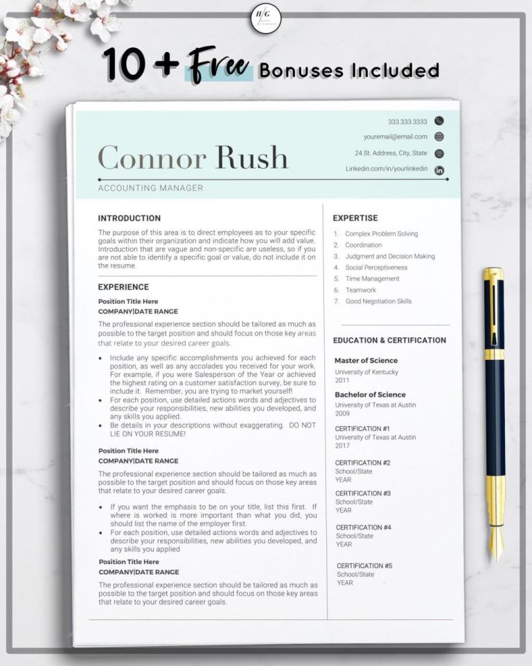 Manager Resume Template Free