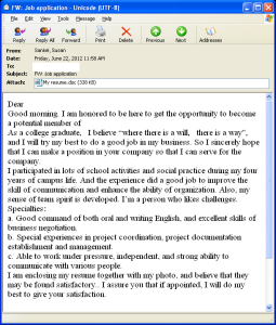 Write cover letter in email body