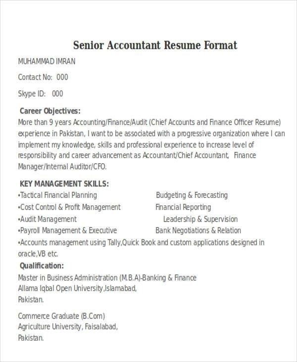 Accountant Resume Experience In India
