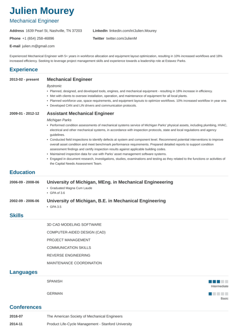 How Do I Write A Cv For Mechanical Engineering