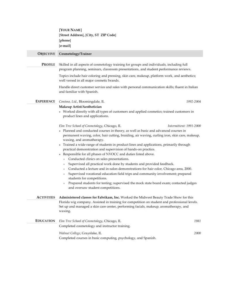Skills To Put On A Cosmetology Resume