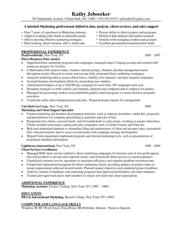 Market Research Resume Examples