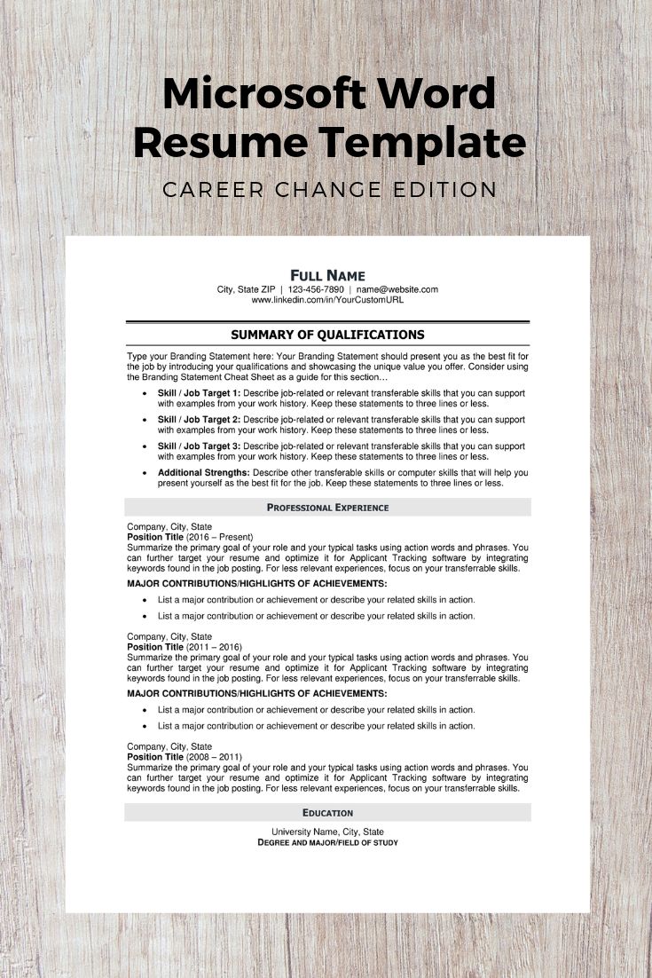 Career Change Edition Modern Resume Template Career change, Modern