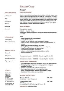nanny resume example sample basitting children Teacher resume
