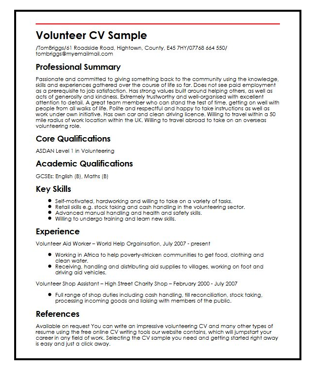 First Aid Cv Example