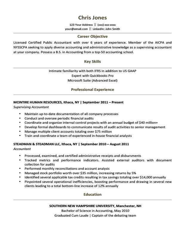 Internal Resume Objective Examples