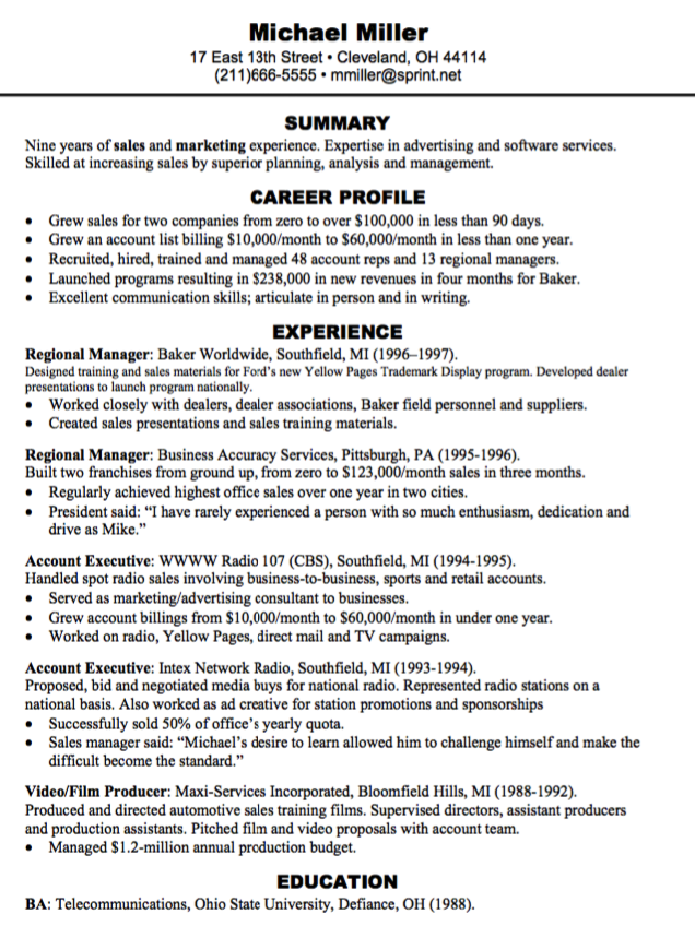 Advertising Account Manager Cv Example
