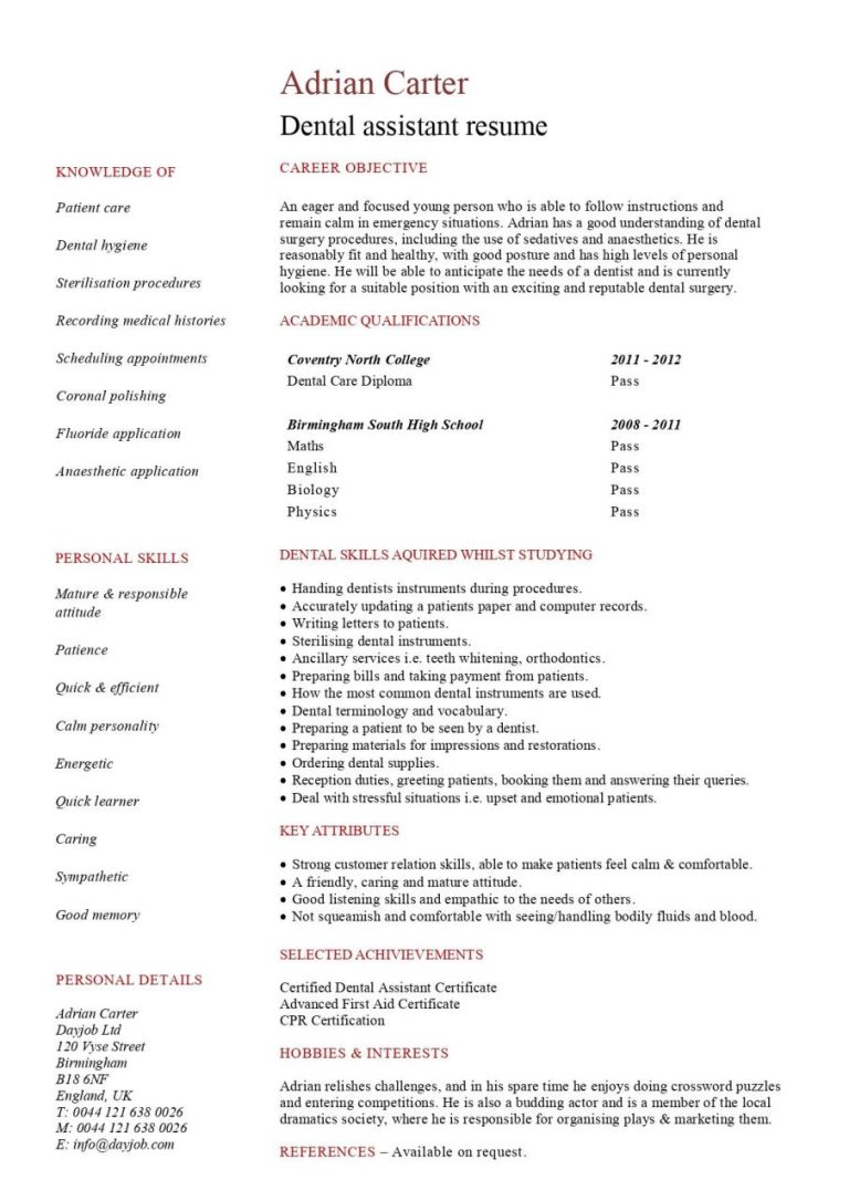 Good Cv Examples For First Job Uk