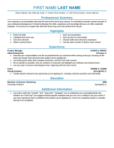 Resume Format Experience , experience format resume ResumeFormat