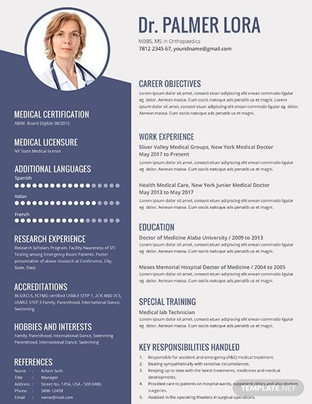 Medical Doctor Cv Template Word Free Download