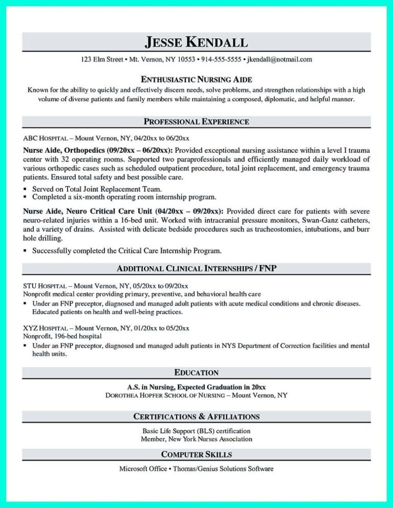 Certified Nursing Assistant Resume Objective No Experience