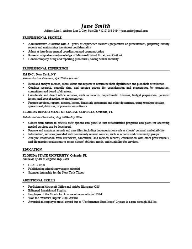 Comprehensive Resume Word Template