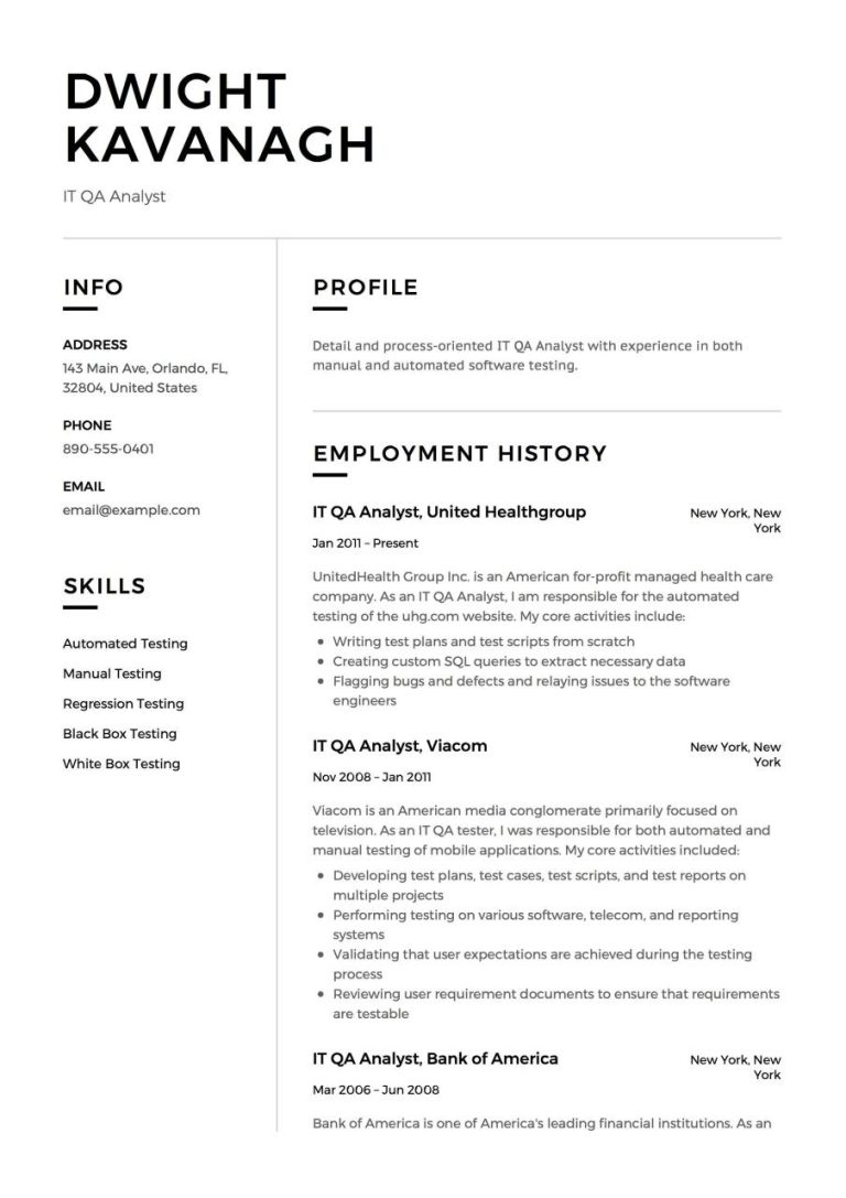 Sample Resume For Experienced Software Tester Download