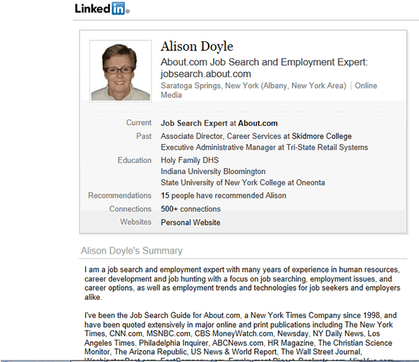 Personal Profile Resume Example