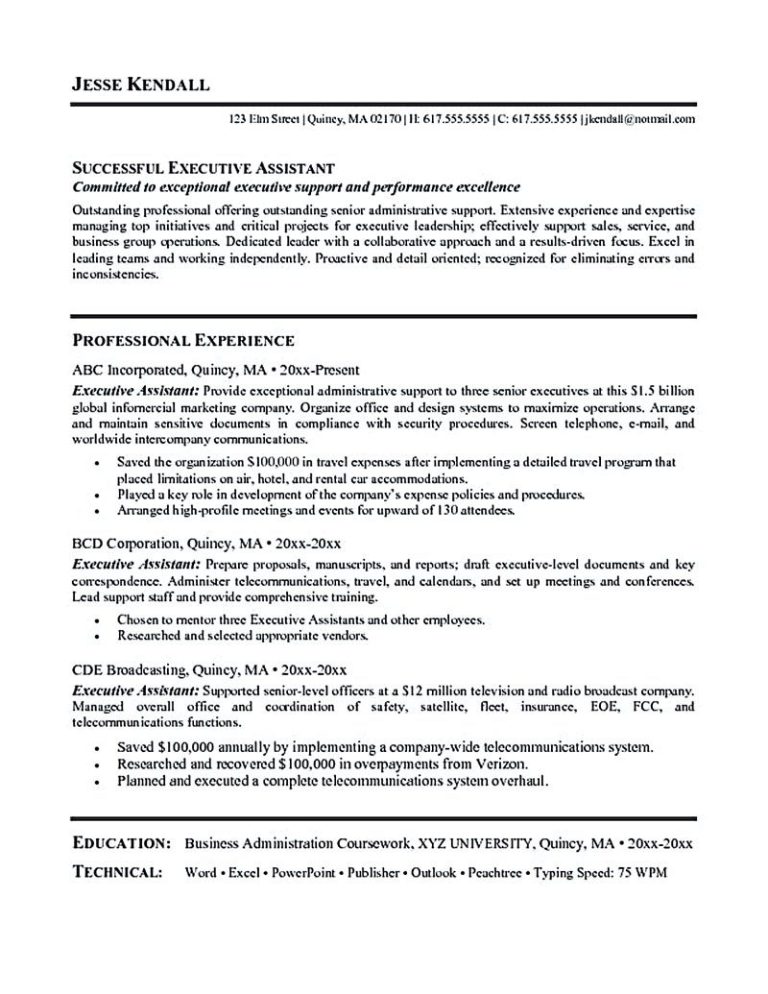 Best Executive Assistant Resume Samples