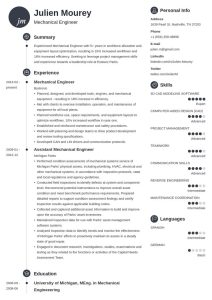 mechanical engineering resume template primo in 2020 Engineering