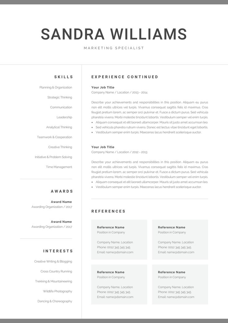 Professional Resume Template for Word Modern CV Design Etsy Resume
