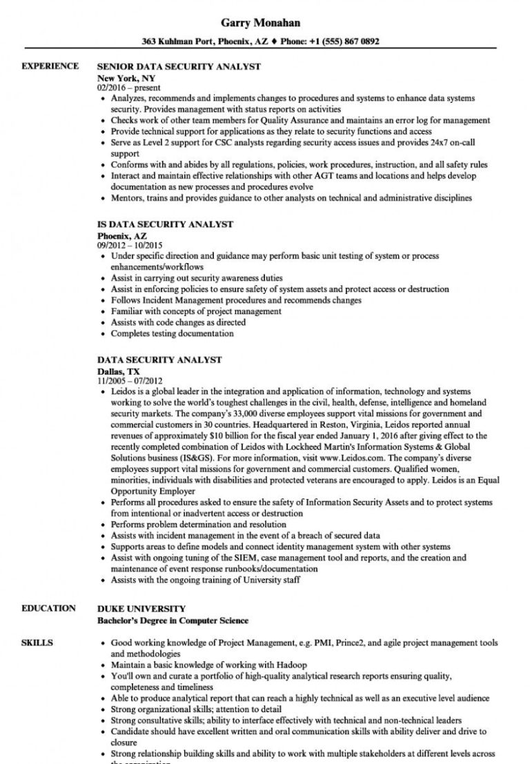 Cyber Security Resume Samples