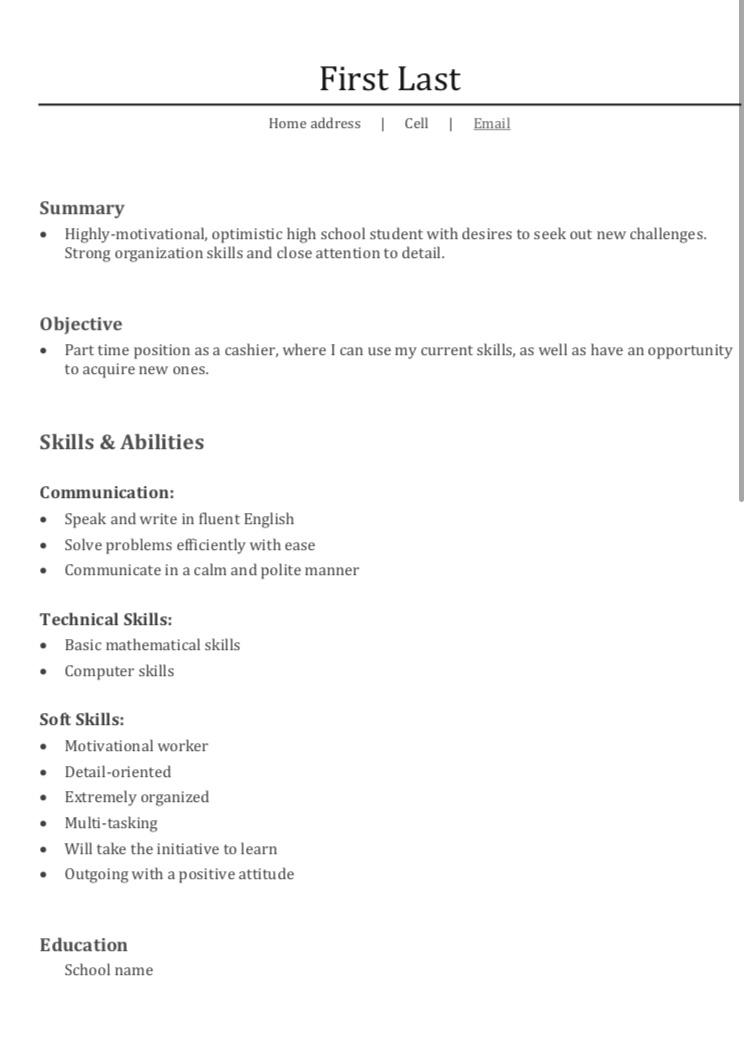 How To Make A Resume For Your First Part Time Job
