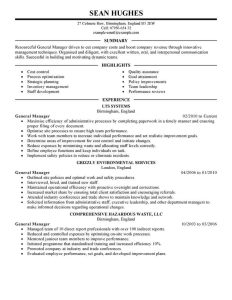 Best General Manager Resume Example From Professional Resume Writing