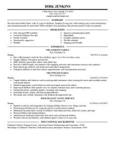 Best Nanny Resume Example From Professional Resume Writing Service