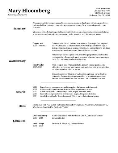 Simple And Effective Resume Samples