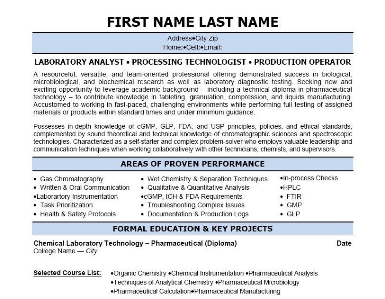 Pharmaceutical Manufacturing Resume Examples