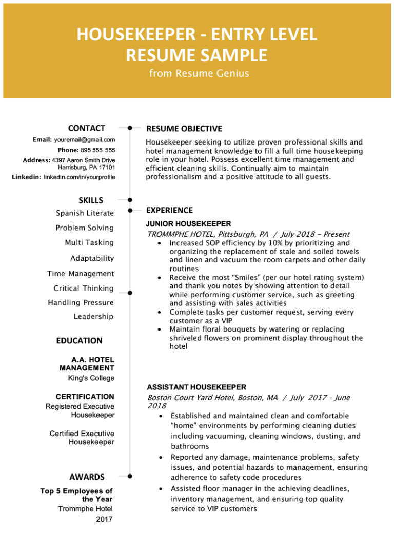 Hotel Resume Sample Skills