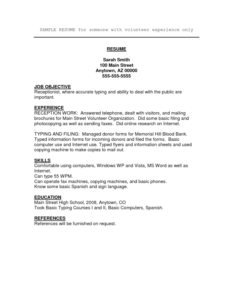 Sample Resume With Work Experience