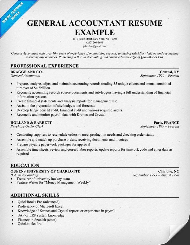 Accountant Job Experience Resume