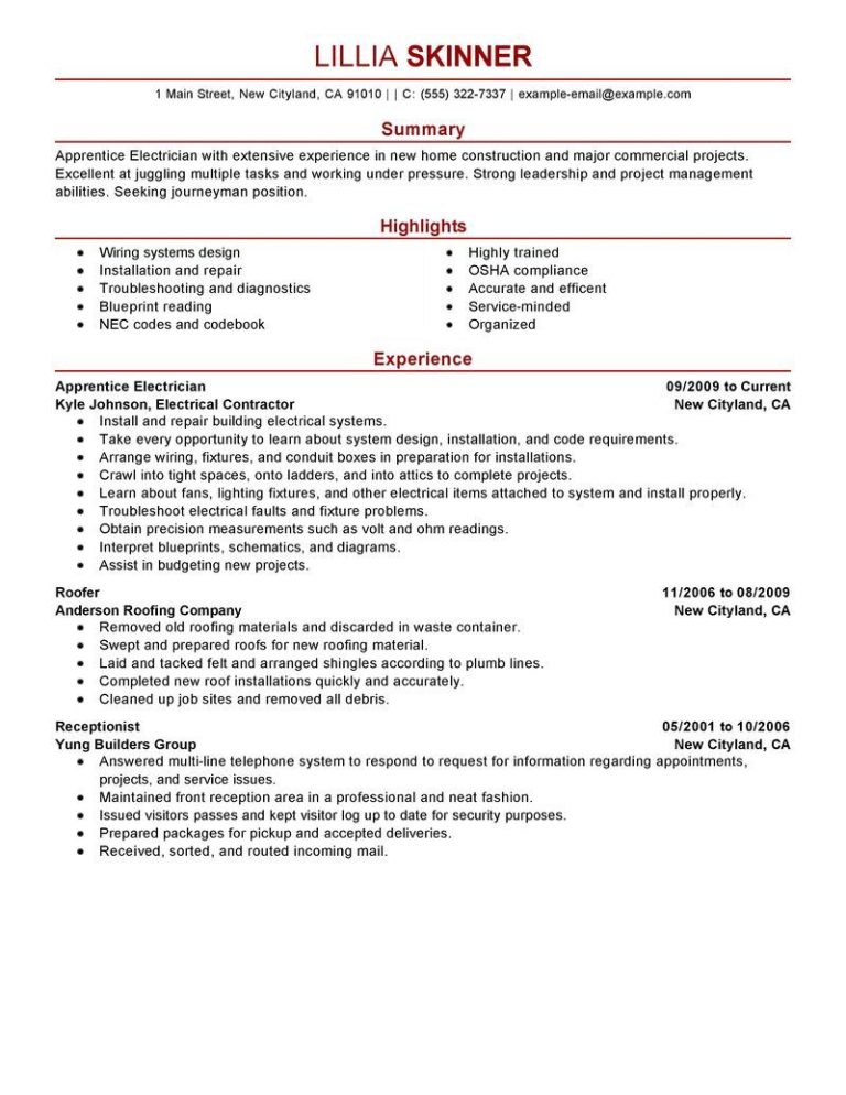 Best Electrician Resume Template