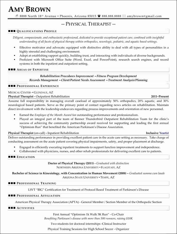 Physical Therapist Resume Samples
