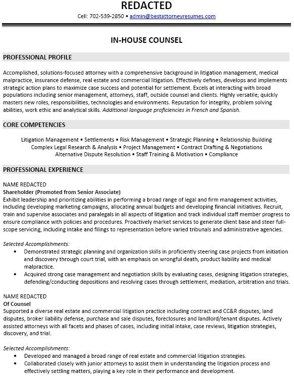 General Counsel Cv Examples