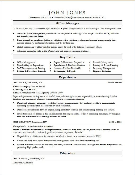 Office Manager Sample Resume