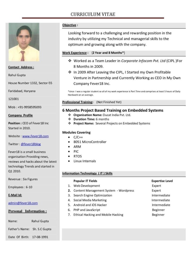 Format How To Write A Resume