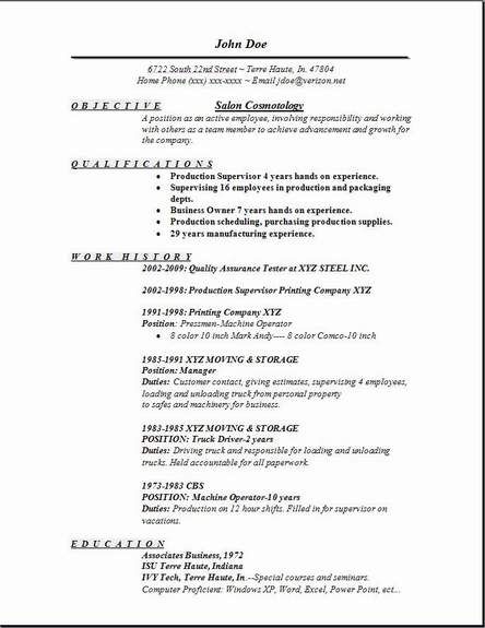 Cosmetology Resume Objective Examples