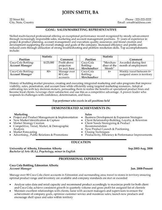 Sales Account Manager Cv Example