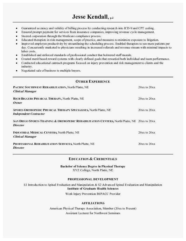 Physical Therapy Resume Templates