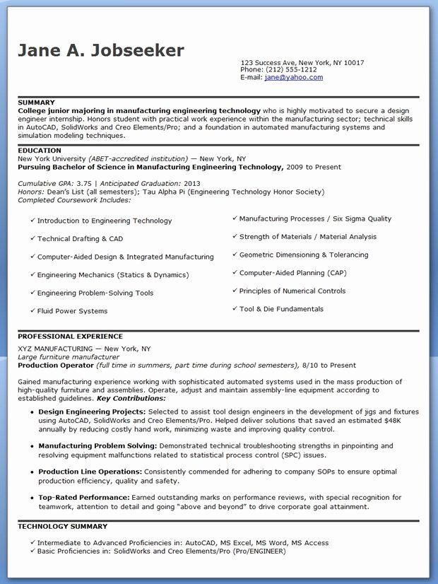 Entry Level Electrical Engineer Resume