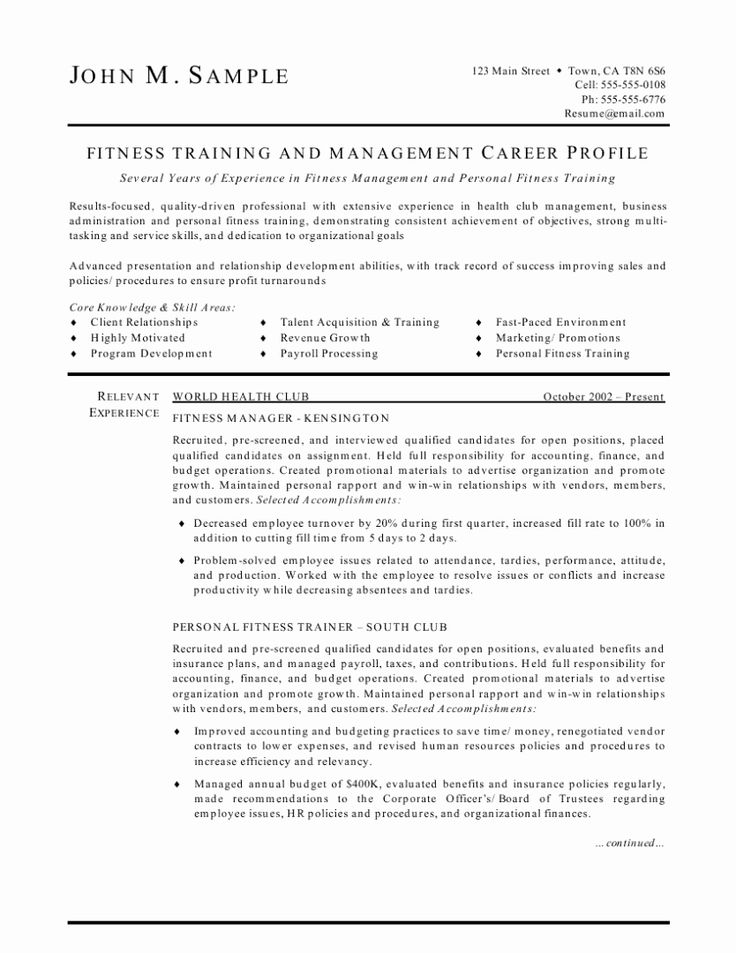 Personal Trainer Job Description Resume Awesome Fitness Trainer and